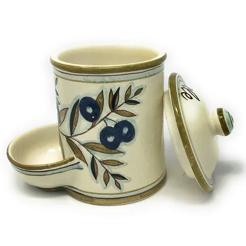 Vista 3 de CERAMICHE D'ARTE PARRINI - Tarro de cerámica italiano decorado país pintado a mano hecho en Italia cerámica de arte toscano