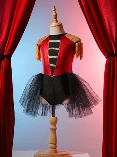 Vista 5 de winying Vestido para niñas, disfraz de tambor mayorette, sin mangas, leotardo de malla, tutú, vestido de banda de marcha, vestido de uniforme