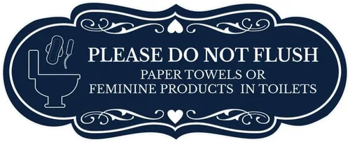 Vista 12 de Designer Please Do Not Flush Toallas de papel o productos femeninos en inodoros (Pad) Letrero (Negro) - Pequeño, 1 paquete