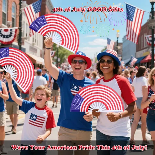 Vista 4 de Abanicos de mano plegables con bandera americana - Abanico grande de 13 pulgadas para rave, abanico que hace ruido y chasquea para baile de línea al