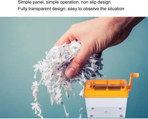 Vista 2 de Papel de mano manual, papel de manivela, capacidad de 1 litro de corte recto, mini herramienta de corte de papel de documentos manuales (naranja)