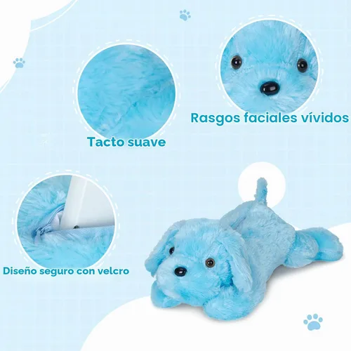 Vista 6 de Perrito de peluche con luz LED para ver por la noche, 20 pulgadas, de WEWILL, Azul