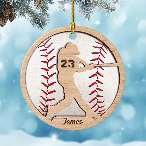 Vista 5 de SANDJEST Adorno de béisbol personalizado con nombre y número, adornos de cerámica 2024 para niños, entrenadores, fanáticos del béisbol, ideas