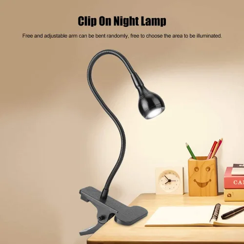 Vista 3 de Yosoo Abrazadera LED, clip de abrazadera flexible USB en luz de escritorio LED lámpara de noche para estudio de lectura