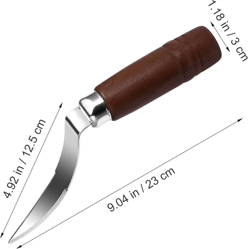 Vista 5 de DOITOOL Herramienta de eliminación de carne de coco cuchillo raspador de coco fresco de acero inoxidable con mango ergonómico de madera