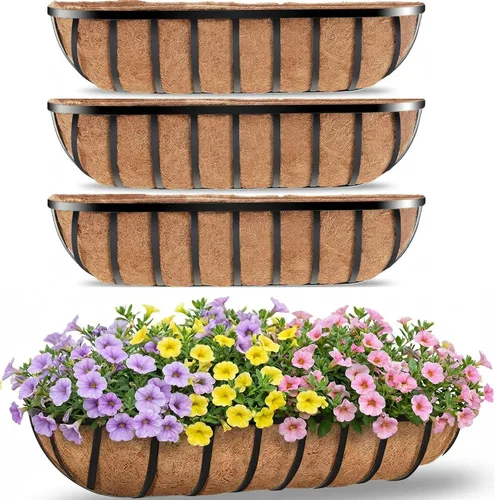 Vista 10 de HFHOME Paquete de 2 macetas de barandilla de 24 pulgadas, macetas de ventana resistentes, macetas ajustables para balcón para colgar barandillas
