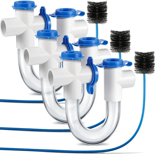 Vista 11 de 1 paquete de trampa de condensado estándar de 3/4 pulgadas con cepillo de limpieza, trampa U de PVC para sistemas HVAC, aire acondicionado, drena