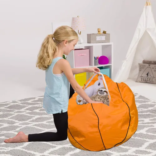 Vista 33 de Posh Creations Funda de puf para niños con almacenamiento para animales de peluche - Organizador de juguetes para niños, Mediano 68.58 cm - Lona