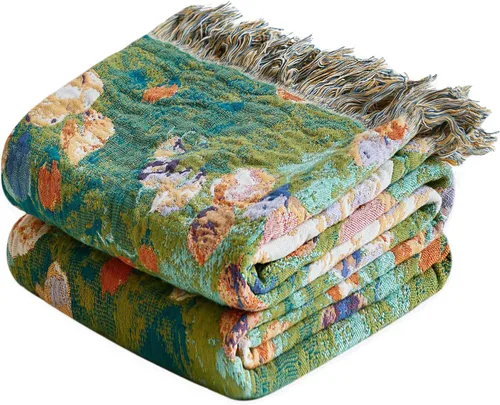 Vista 42 de MSGKV - Manta bohemia/primaveral de algodón para sofá y sala de estar, de gasa acogedora, de 50 x 60 pulgadas