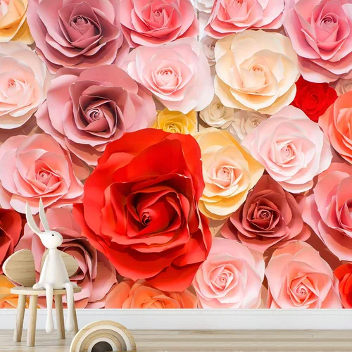 Vista 16 de wall26 Adhesivo mural removible para pared, diseño escénico de flores silvestres rosa, campo de jardín, naturaleza, fotografía, realismo
