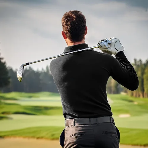 Vista 3 de Camisa estilo Polo de manga larga Premium Wear para hombre, camisa de golf de mezcla de algodón con cuello, solapa de 3 botones, resistente a