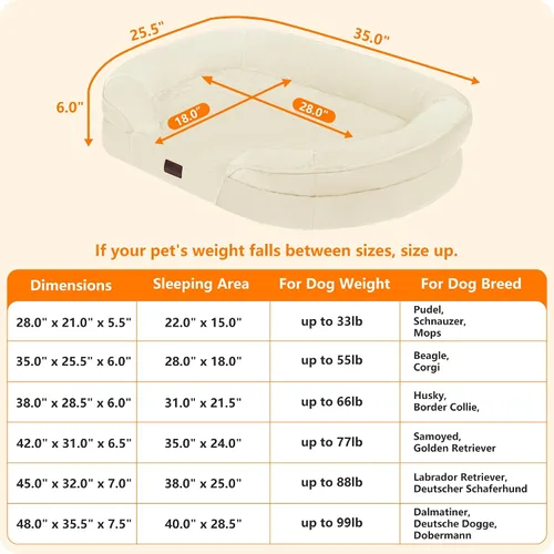 Vista 4 de Sofá ortopédico impermeable para perros medianos, espuma Beige