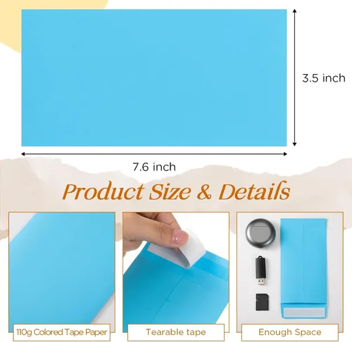 Vista 2 de Fulmoon 500 sobres para efectivo de 3.88 oz/m² con solapa engomada, color Azul