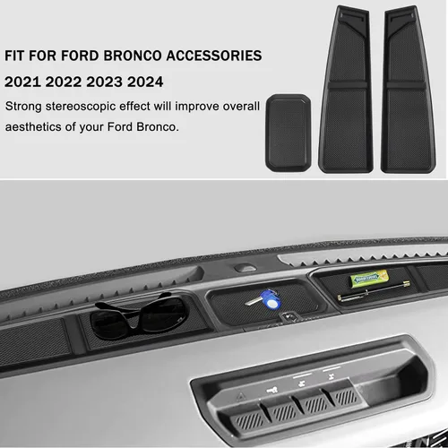 Vista 7 de Tapete de silicona para cubierta de salpicadero para Ford Bronco, accesorios 2021 2022 2023 2024 2025 2026 antipolvo bandeja de salpicadero