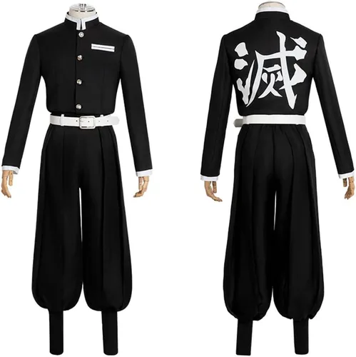 Vista 5 de Buyoem Disfraz de anime Rengoku para adultos, disfraz de Rengoku para Halloween, cosplay, capa, kimono con aretes para peluca