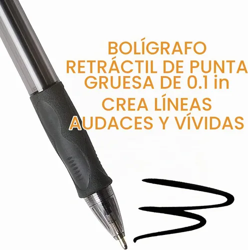 Vista 3 de BIC VLGB11BK Velocity Bolígrafo retráctil, tinta negra, 0.063 in, audaz, docena