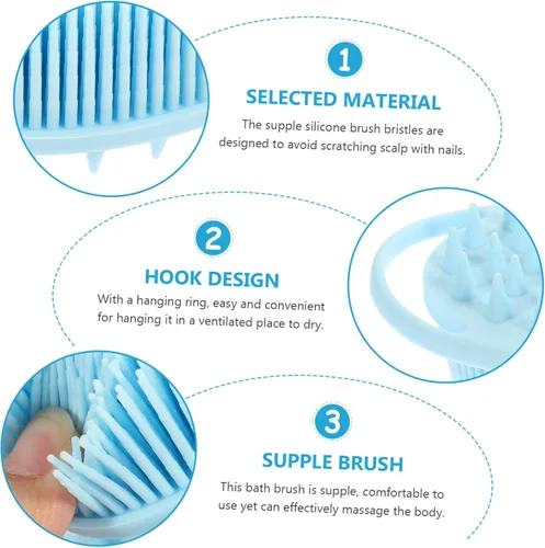 Vista 5 de Dual Sided Silicone Bath Brush for Boy Girl with Sensory Training Soft Bristles Durable Body Massaging Scrubber Gentle Exfoliating Wash Brush for