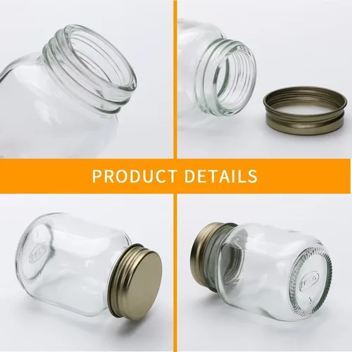 Vista 3 de Paquete de 48 tarros de miel de vidrio de 2 onzas con tapas doradas vintage Glass Jars Small Jar with Wooden Dippers, Mini Clear Bottles for Thank