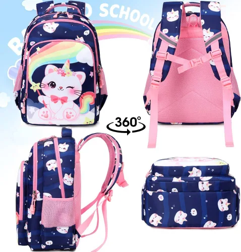 Vista 68 de Juego de mochila para niñas y adolescentes, mochila escolar para niños con bolsa para el almuerzo, estuche para lápices, mochilas escolares
