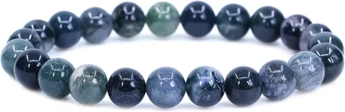 Vista 11 de Keleny Gem - Pulsera elástica de piedras semipreciosas con cuentas redondas de 8 mm, 7 pulgadas, unisex Ágata de encaje azul de grado A