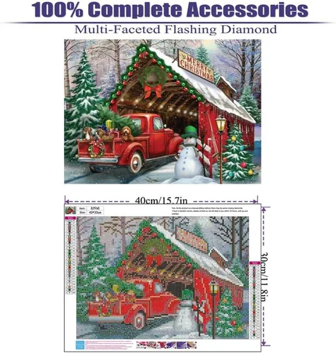 Vista 3 de LWZAYS Kits de pintura de diamantes de Navidad 5D, kits de arte de diamantes para adultos, pintura de Navidad con gemas de diamantes, pinturas