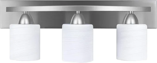 Vista 9 de PARTPHONER - Accesorio de iluminación para tocador de baño - Sobre espejo - Soporte de vidrio moderno - Níquel cepillado, base E26, 2 luces