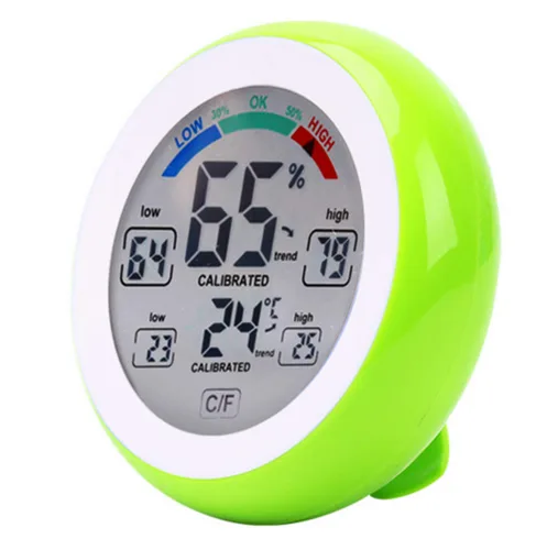 Vista 8 de Higrómetro de termómetro para interiores y exteriores,Medidor electrónico inalámbrico de humedad de temperatura,Pantalla táctil redonda Termómetro