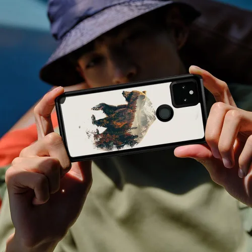 Vista 5 de Funda compatible con Google Pixel 5A 5G, diseño de oso de bosque de otoño, diseño increíble a prueba de golpes, antiarañazos, carcasa trasera