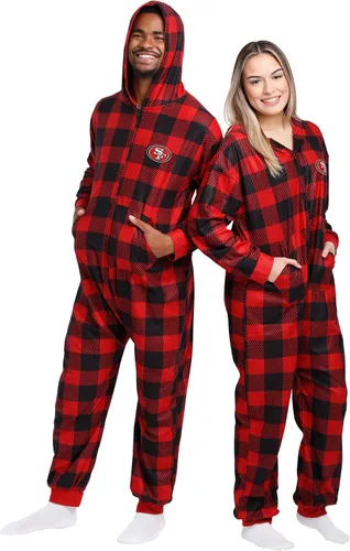Vista 7 de FOCO Unisex NFL Team Logo Pajamas One Piece Onesie Patrón feo navideño