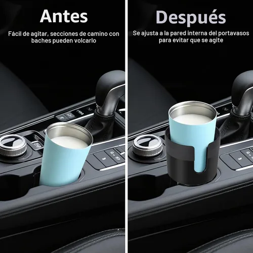 Vista 6 de Expansor de portavasos para automóvil, extensor de portavasos grande para automóvil con base ajustable, adaptador de soporte para botella de agua