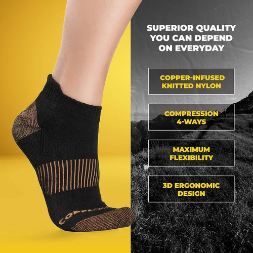 Vista 4 de CopperJoint - Calcetines de compresión de cobre para hombres y mujeres, calcetines de compresión de tobillo que absorben la humedad