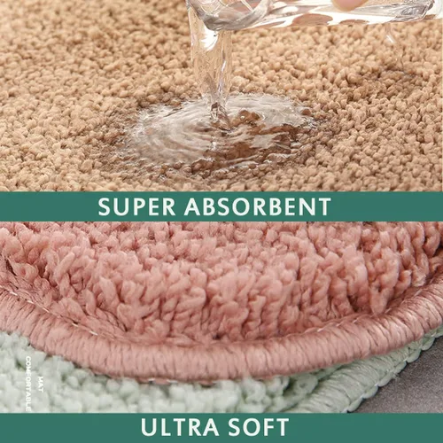 Vista 4 de Alfombra de baño de 16 x 24 pulgadas, microfibra de felpa lanuda absorbente de agua, lavable a máquina, antideslizante y suave, color azul oscuro