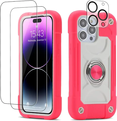 Vista 82 de Funda para iPhone Se3/iPhone Se2, iPhone 6/6S, iPhone 7/iPhone 8 de 4.7 pulgadas con soporte de anillo, con 2 protectores de pantalla resistentes