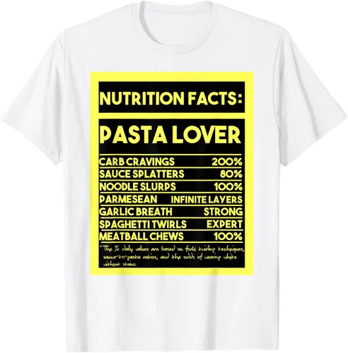 Vista 63 de Pasta Lover Nutrition Facts: The Ultimate Carb Connoisseur's T-Shirt Negro