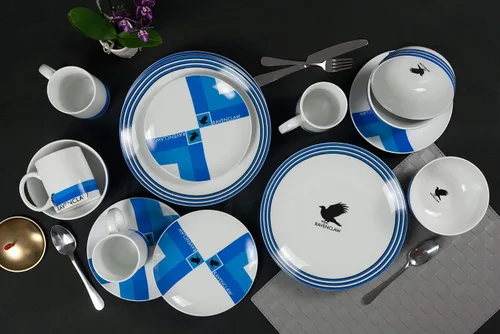 Vista 5 de Harry Potter Ravenclaw - Juego de vajilla de porcelana de 16 piezas para 4 personas, incluye 4 platos llanos, 4 platos de ensalada, 4 cuencos y 4