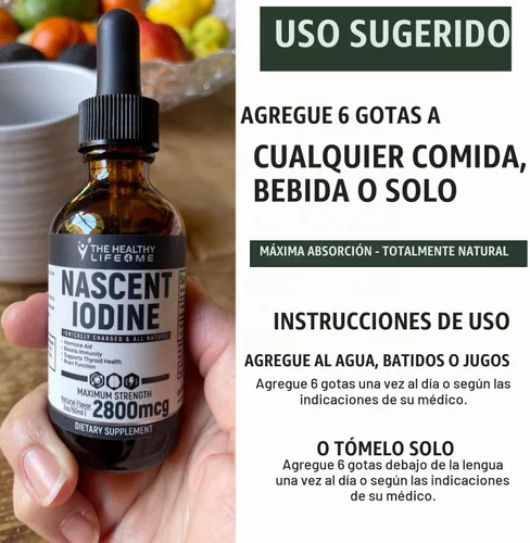 Vista 9 de Suplemento de yodo naciente 2800mcg Yoduro de potasio Gotas de yodo 100% vegano Color transparente Grande 2 oz