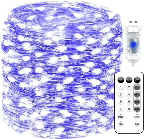 Vista 11 de Fairy Lights 66ft 200 LED USB Twinkle String Light Plug in Silver Wire Lights with Remote and Timer 8 Modes Outdoor Waterproof Starry Lights DIY