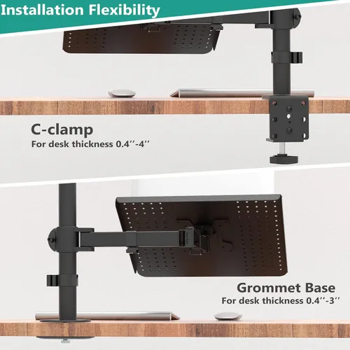 Vista 8 de WALI Soporte de Monitor Dual, Soporte para Laptop y Monitor para 2 Pantallas y 1 Laptop, Montura de Escritorio Extra Alta para Monitor de hasta 27
