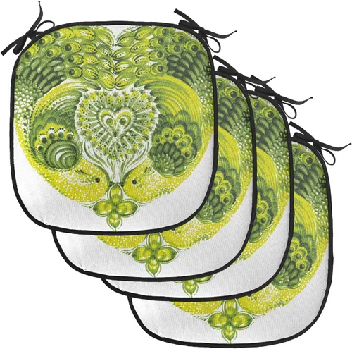Vista 128 de Lunarable Floral Chair Cushion Pad, Flower Petal with Oriental Detail Culture Design, Seat Padding for Kitchen & Patio with Anti-Slip Backing