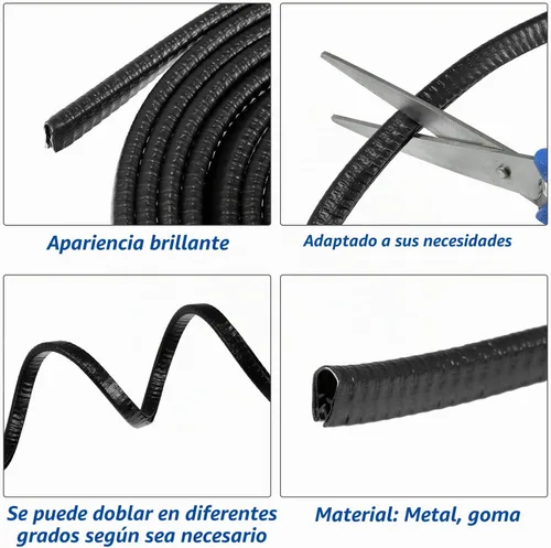 Vista 6 de Protectores de borde de puerta de automóvil de 33 pies, protector de borde de puerta de ajuste universal negro, moldura de goma en forma de U