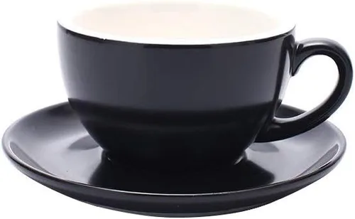 Vista 23 de Coffeezone - Taza de café con platillo de libre servicio, pequeña, para capuchino y café expreso doble, tazas de café de cerámica para cafetería