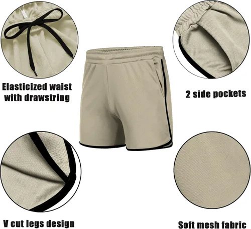 Vista 5 de COOFANDY Pantalones cortos de entrenamiento para hombre de 5 pulgadas, paquete de 2 pantalones cortos deportivos de secado rápido con bolsillos