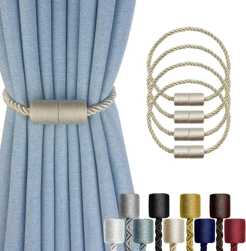 Vista 13 de Paquete de 2 alzapaños magnéticos fuertes para cortinas para exteriores, alzapaños decorativos modernos, hechos a mano, sujetadores decorativos
