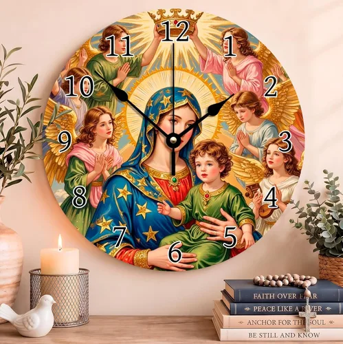 Vista 81 de Reloj de pared con versículo bíblico, con cita religiosa, reloj de madera, texto inspirador cristiano, reloj de madera rústico personalizado