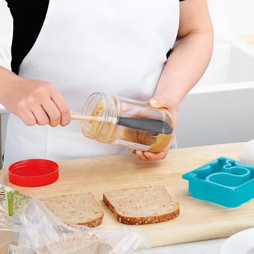 Vista 2 de Tovolo Rascador de tarro de núcleo flexible con mango de madera, espátula larga de silicona para tarros de gelatina de mantequilla de maní, Carbón