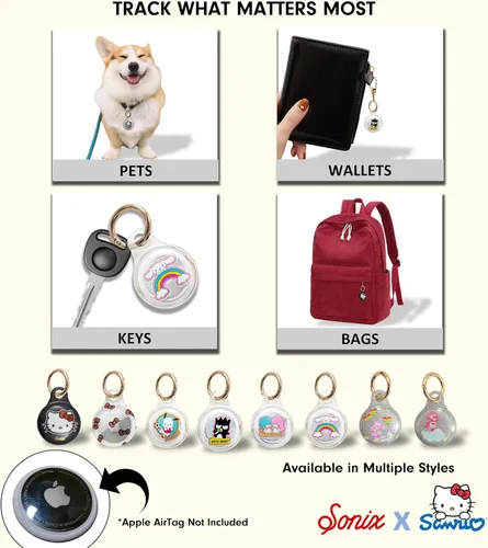 Vista 5 de Sonix x Sanrio - Fundas para Apple AirTags con llavero (Care Bears + Hello Kitty & Friends)