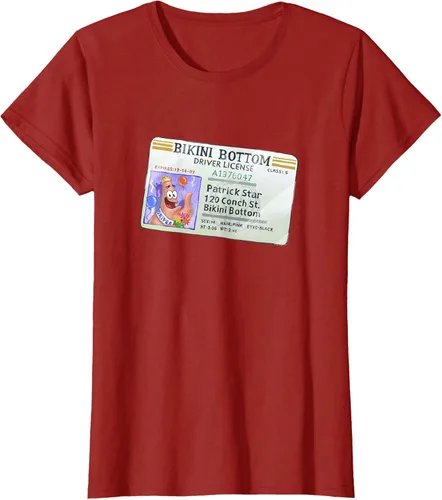 Vista 66 de SpongeBob SquarePants Camiseta con logotipo de Patrick Star Driver License King, Negro