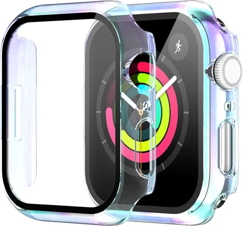 Vista 38 de Diruite Juego de 2 fundas para Apple Watch Series 3/2/1 de 38mm, protector de pantalla de vidrio templado ultradelgado de todo alrededor para iWatch