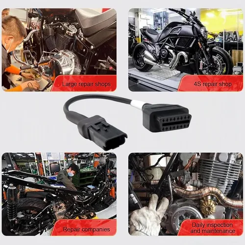 Vista 6 de Cable adaptador de 4 pines a 16 pines para motocicleta, diagnóstico de fallas de motor OBD2 y detector compatible con motocicletas Ducati