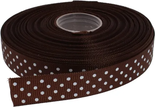 Vista 44 de Cinta de grogrén de lunares de 25 yardas cada rollo 100% poliéster (1 pulgada, beige)